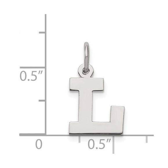 Sterling Silver, Amanda Collection Small Block Style Initial L Pendant - Picture 4 of 5